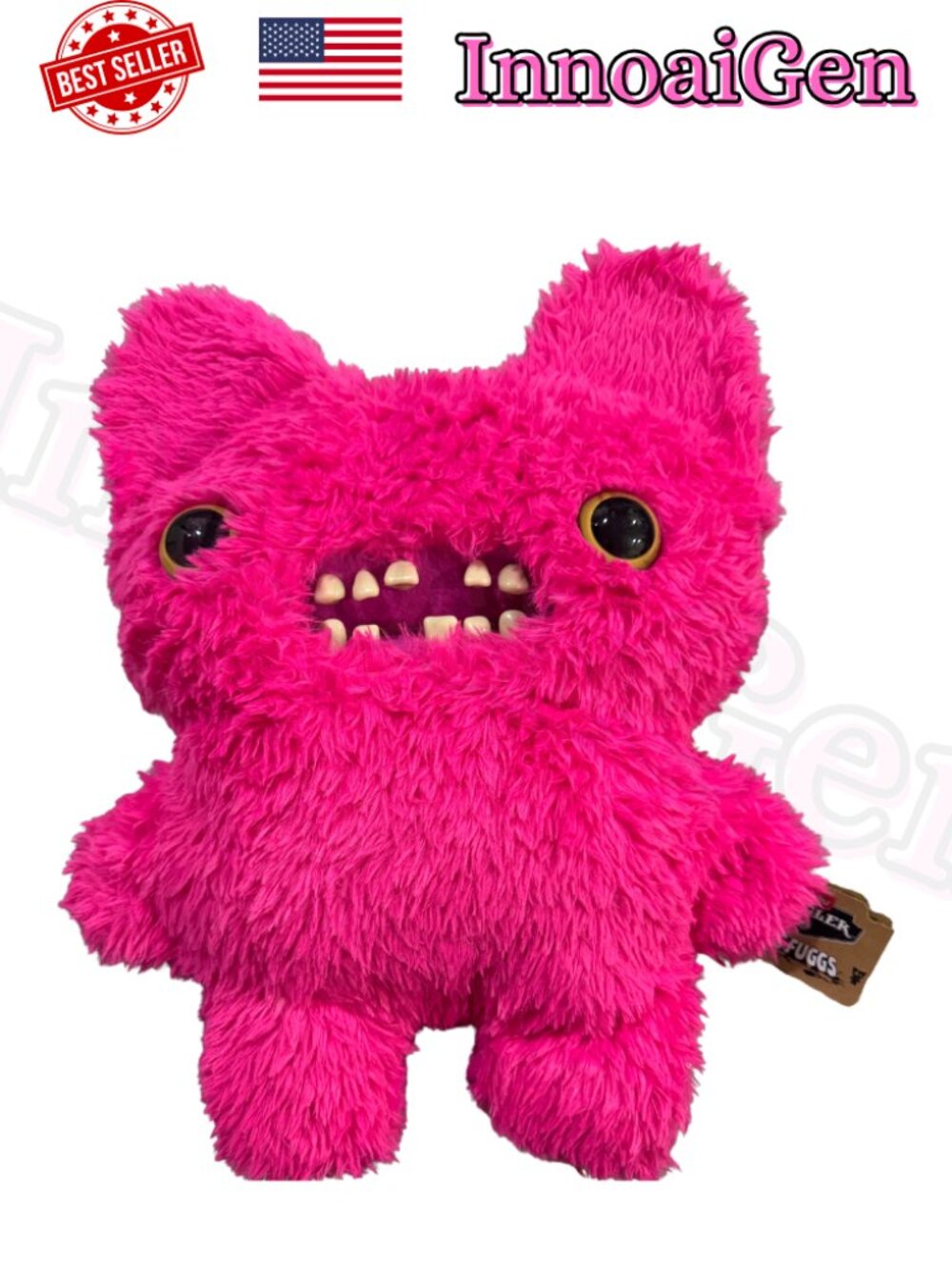 Fuggler Zuru Bigg Fuggs Pink Monster Screech Plush Toy Collectible Creepy Cute